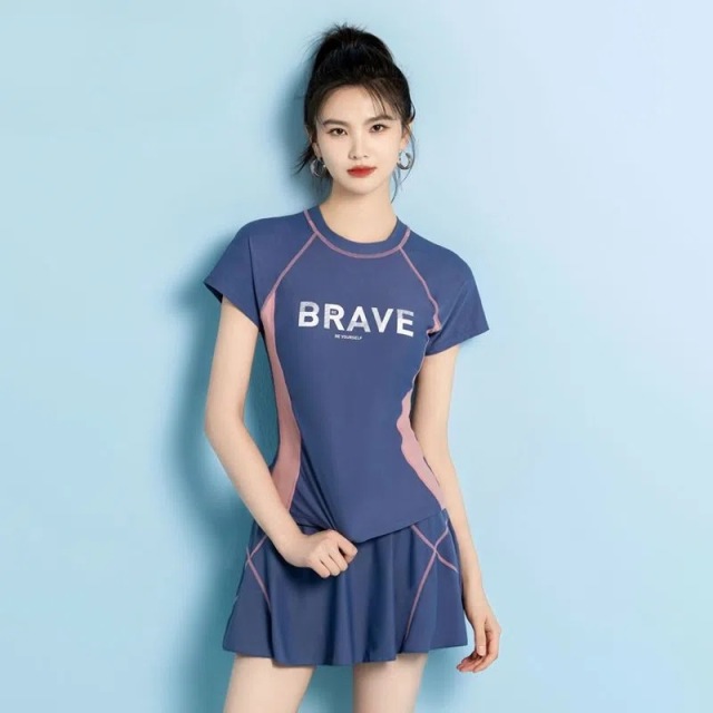 10846301.巴洛尼莫分体泳衣女运动显瘦遮肚时尚收腰显瘦裙式泳装平角游泳衣套装YY8108