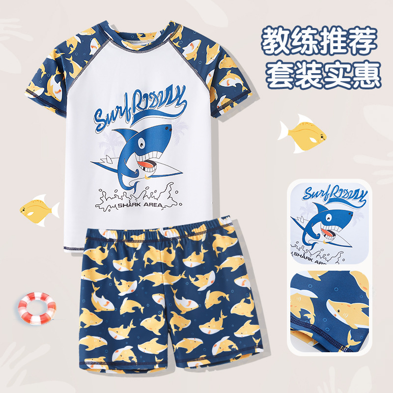 13604081.巴洛尼莫儿童泳衣卡通海豚印花泳衣分体款男童中大童泳衣套装泳衣YY646