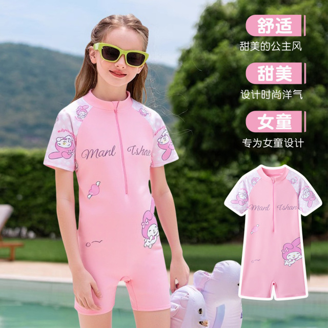 13604070.巴洛尼莫2026夏季新款儿童泳衣连体平角女粉色孩游泳速干度假潜水泳衣YY728