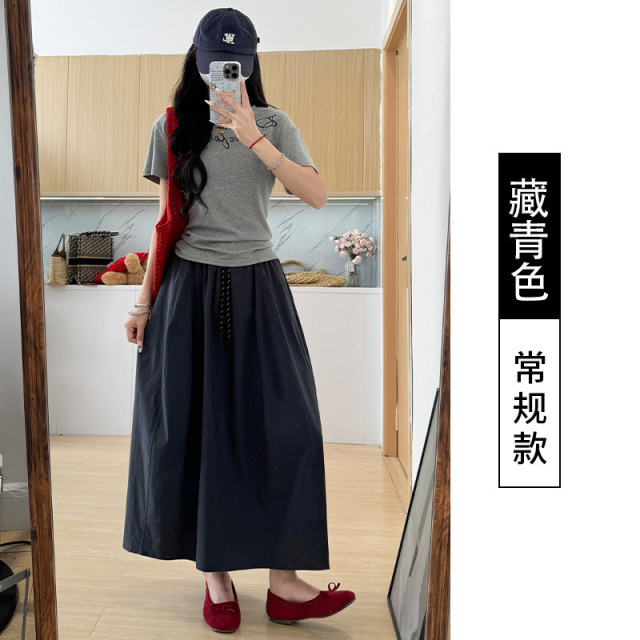 13717073.巴洛尼莫工装半身裙女2026新款胖mm伞裙a字半裙垂坠感夏季南瓜长裙QZ202586