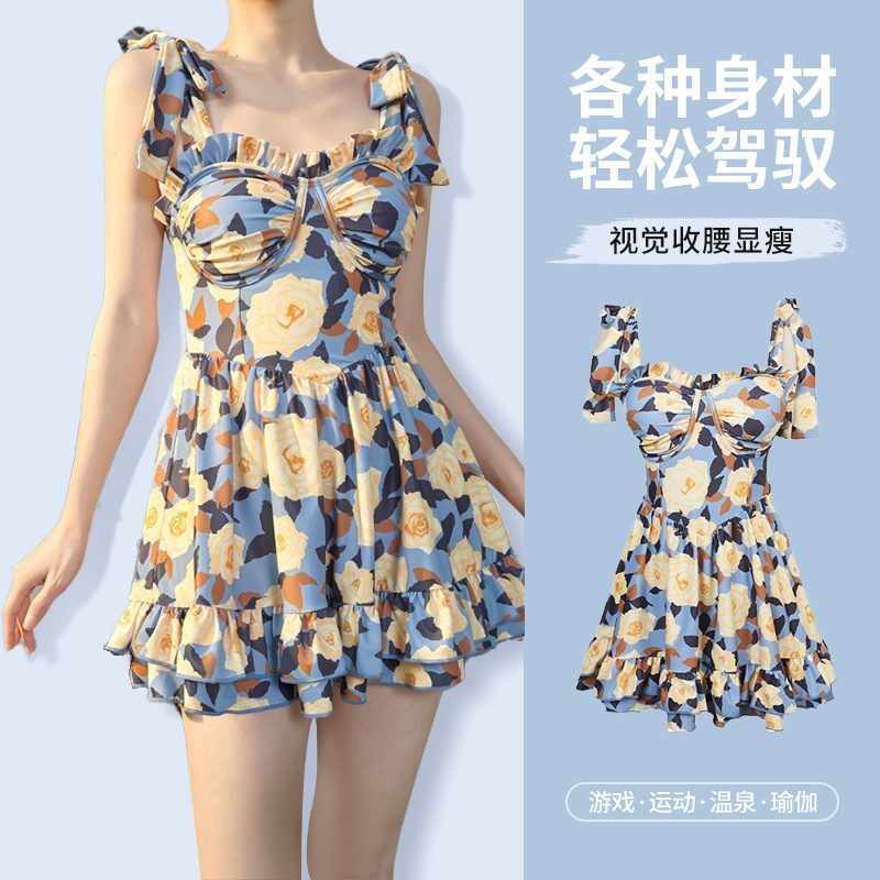 13604014.巴洛尼莫2026年新款游泳衣女连体遮肚显瘦泡温泉泳装甜美时尚泳衣YY9422