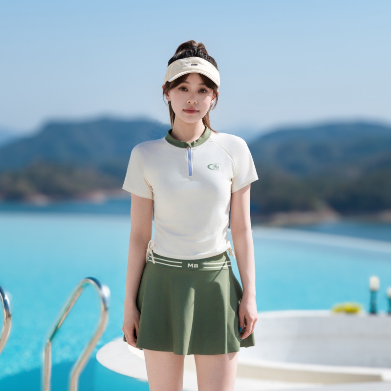 13745846.巴洛尼莫泳衣分体女士新款温泉泳衣两件套显瘦遮肚保守度假成人泳装YY77090