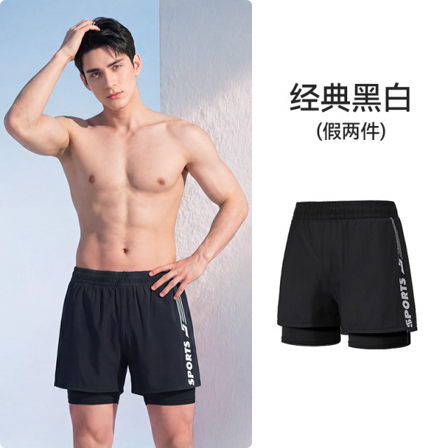 13748887.巴洛尼莫男款专业防尴尬大码宽松双层游泳裤防晒泡温泉游泳沙滩YK48902
