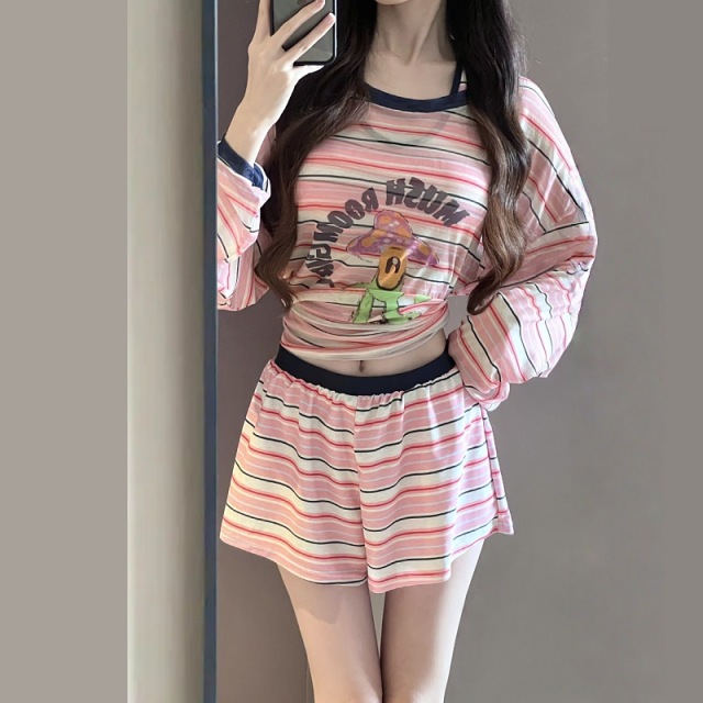 13773841.巴洛尼莫泳衣女分体新款保守三件套遮肉显瘦韩版ins宽松防晒罩衫度假YY77198