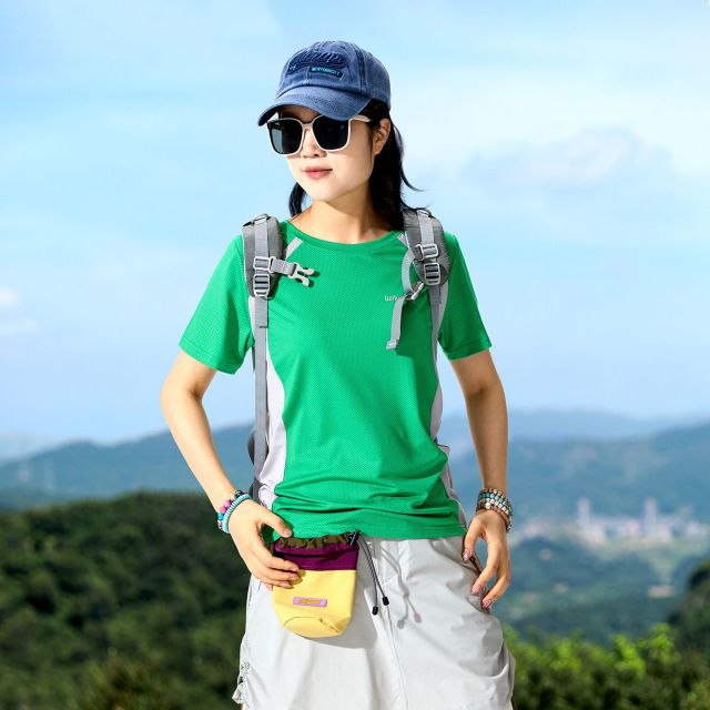13783196.巴洛尼莫户外夏季圆领速干衣T恤女短袖拼接透气跑步快干运动羽毛球运动衫BLTX26801