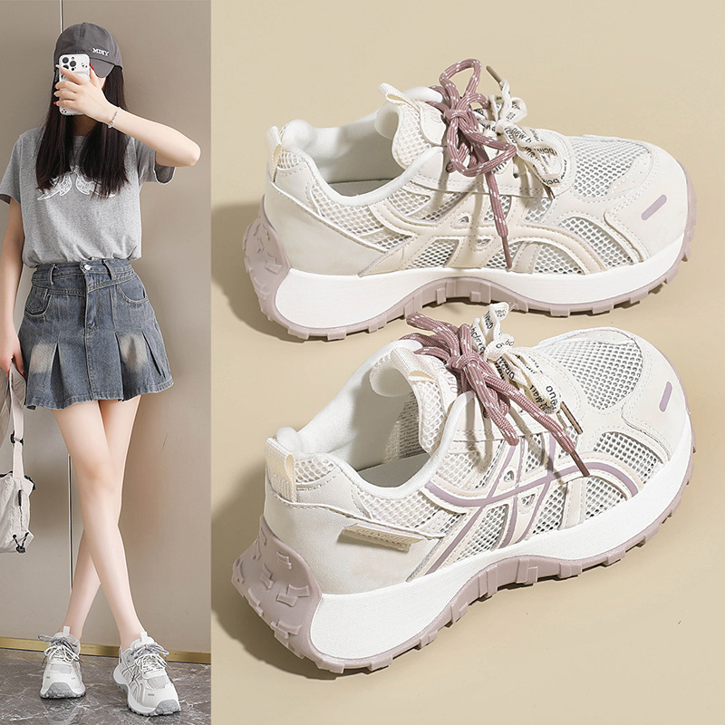 13790671.巴洛尼莫韩版新款老爹鞋女秋季女款运动休闲厚底网面透气小白鞋XZ28115