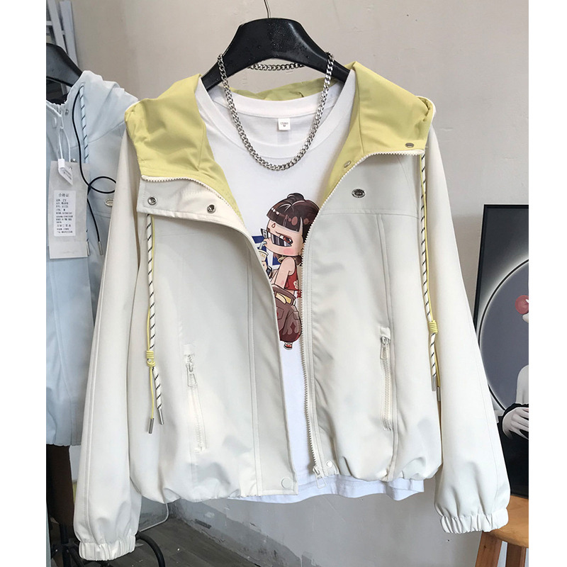 13826666.巴洛尼莫短款百搭连帽工装外套女春秋 新款韩系宽松休闲夹克百搭上衣YZM603