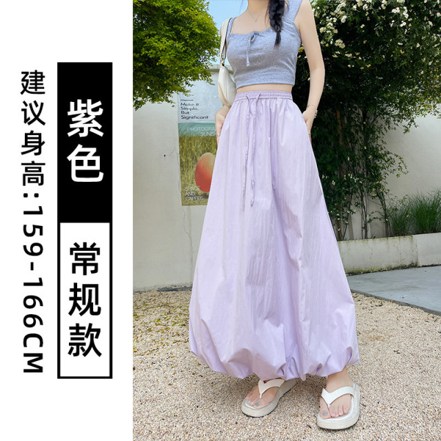 13837744.巴洛尼莫蓬蓬花苞裙女春夏新款a字显瘦时尚高腰显瘦中长款系带半身裙QZXC171