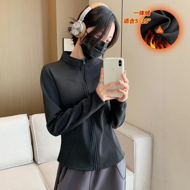 13847846.巴洛尼莫秋冬新款加绒瑜伽外套女韩版曲线修身显瘦可外穿立领拉链长袖上衣WTAA042