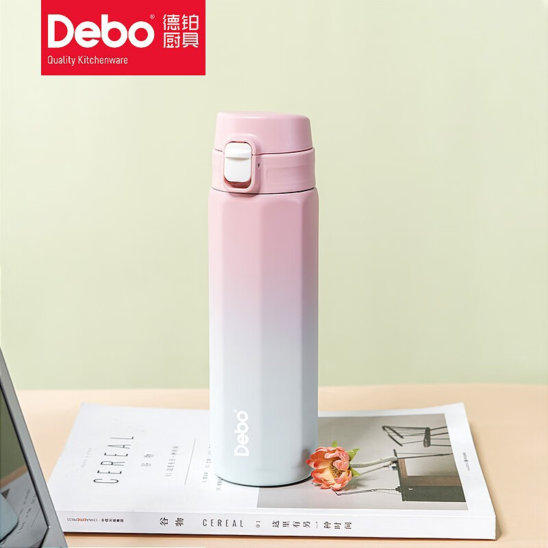 10359643.Debo德铂尤德尔316不锈钢保温杯八角菱形保温杯弹跳杯450ML