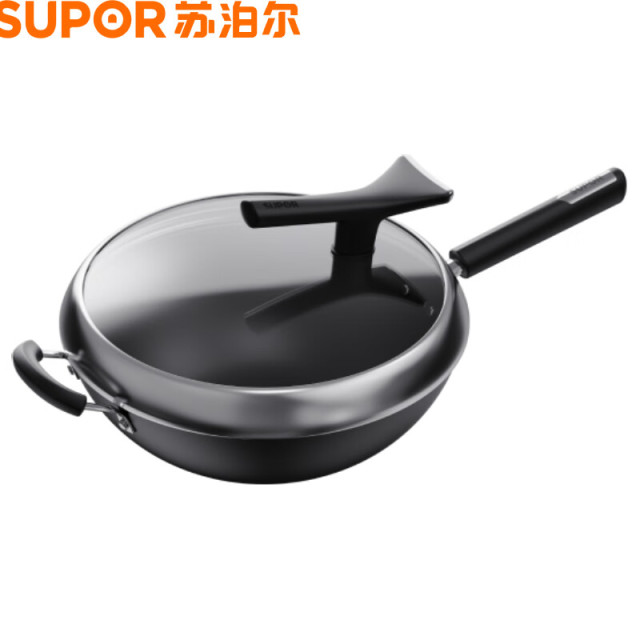 10597622.苏泊尔（SUPOR）炒锅真不锈铸铁锅防刮耐磨底厚壁薄无涂层炒菜锅【送礼优选】