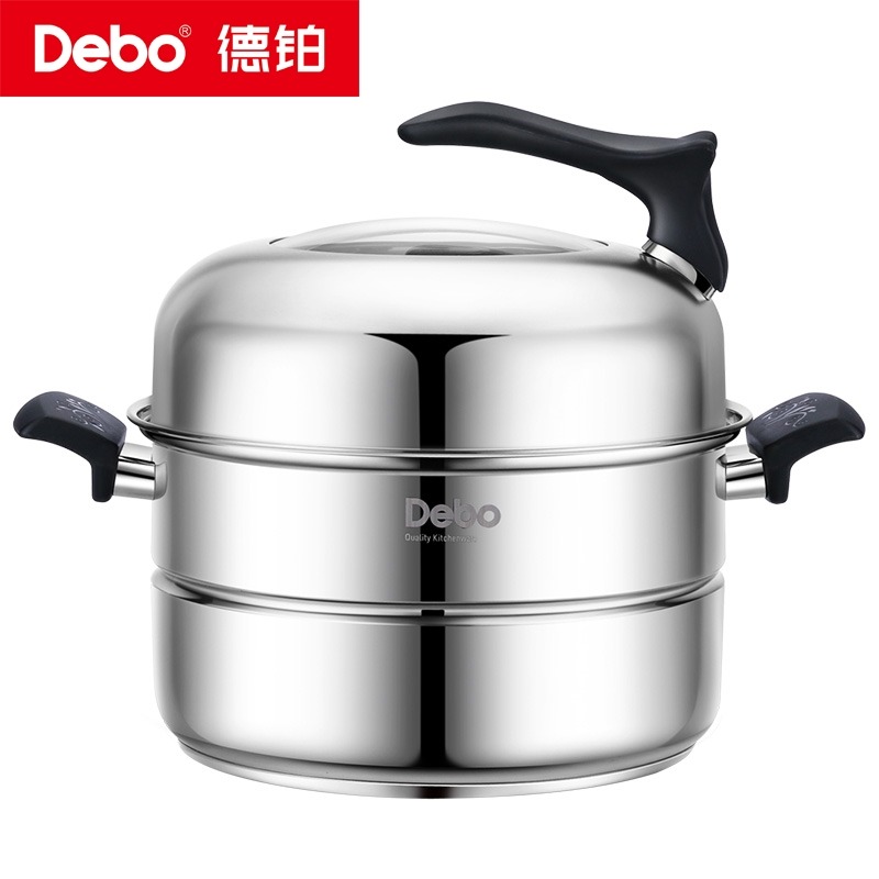 6537961.Debo德铂杰诺蒸锅304不锈钢汤锅蒸笼电磁炉通用28cm