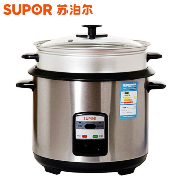 11665079.苏泊尔(SUPOR)机械式电饭煲老人大容量老式一键启动家用煮饭锅简易操作不锈钢 6升大容量【送礼优选】
