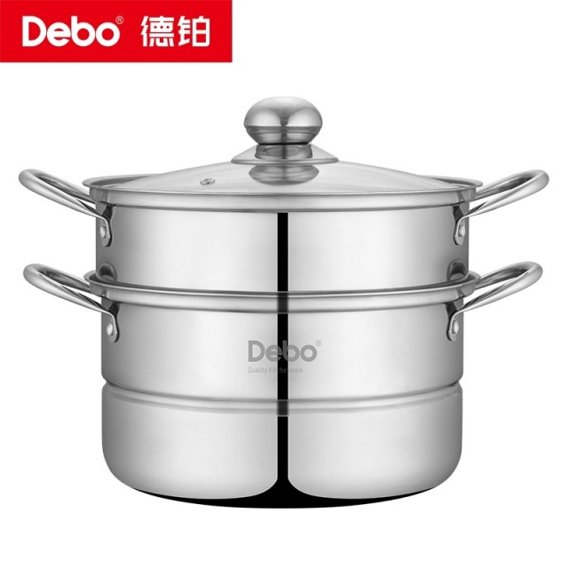 12432611.【优选】Debo徳铂马德里双层不锈钢蒸锅多用蒸汤锅电磁炉明火通用26cm