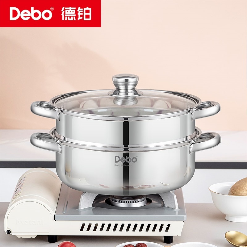 12461495.【优选】Debo德铂罗森304不锈钢汤锅双层蒸锅煲汤炖煮熬粥汤锅28cm
