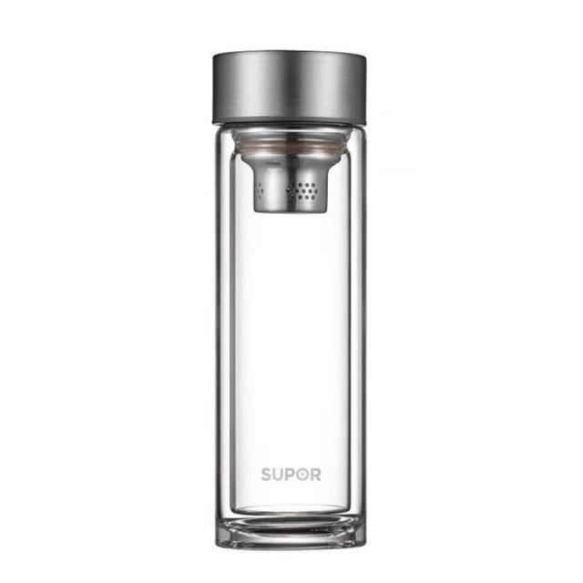 12575394.苏泊尔（SUPOR）玻璃杯男女士礼物泡茶杯车载商务茶水分离330ml水杯子KCG33AR11