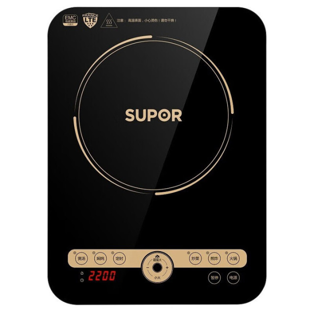 12613893.苏泊尔(SUPOR)电磁炉家用2200W大功率猛火爆炒多功能防水面板定时触控电磁灶 配汤锅炒锅