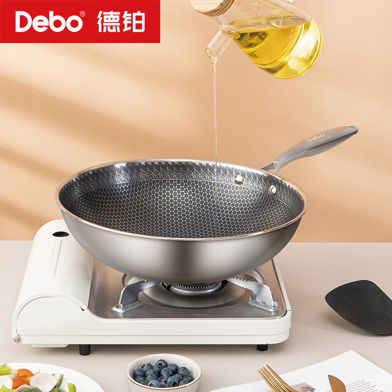 12632305.【优选】Debo德铂马里奥炒锅304不锈钢无涂层不粘炒菜锅32cm