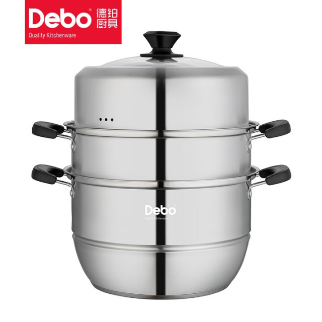 12632356.【优选】Debo德铂布莱尼蒸锅家用304不锈钢锅蒸笼煲汤锅28cm
