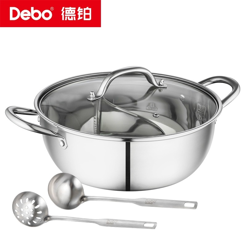 12632331.【优选】Debo德铂帕洛克鸳鸯火锅304不锈钢30cm火锅涮锅锅具燃气电磁炉通用