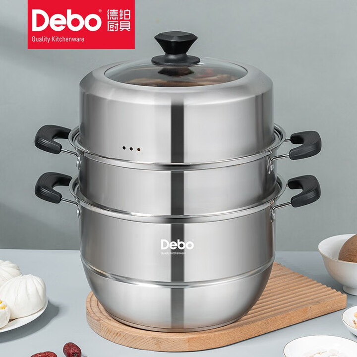 12632356.【优选】Debo德铂布莱尼蒸锅家用304不锈钢锅蒸笼煲汤锅28cm