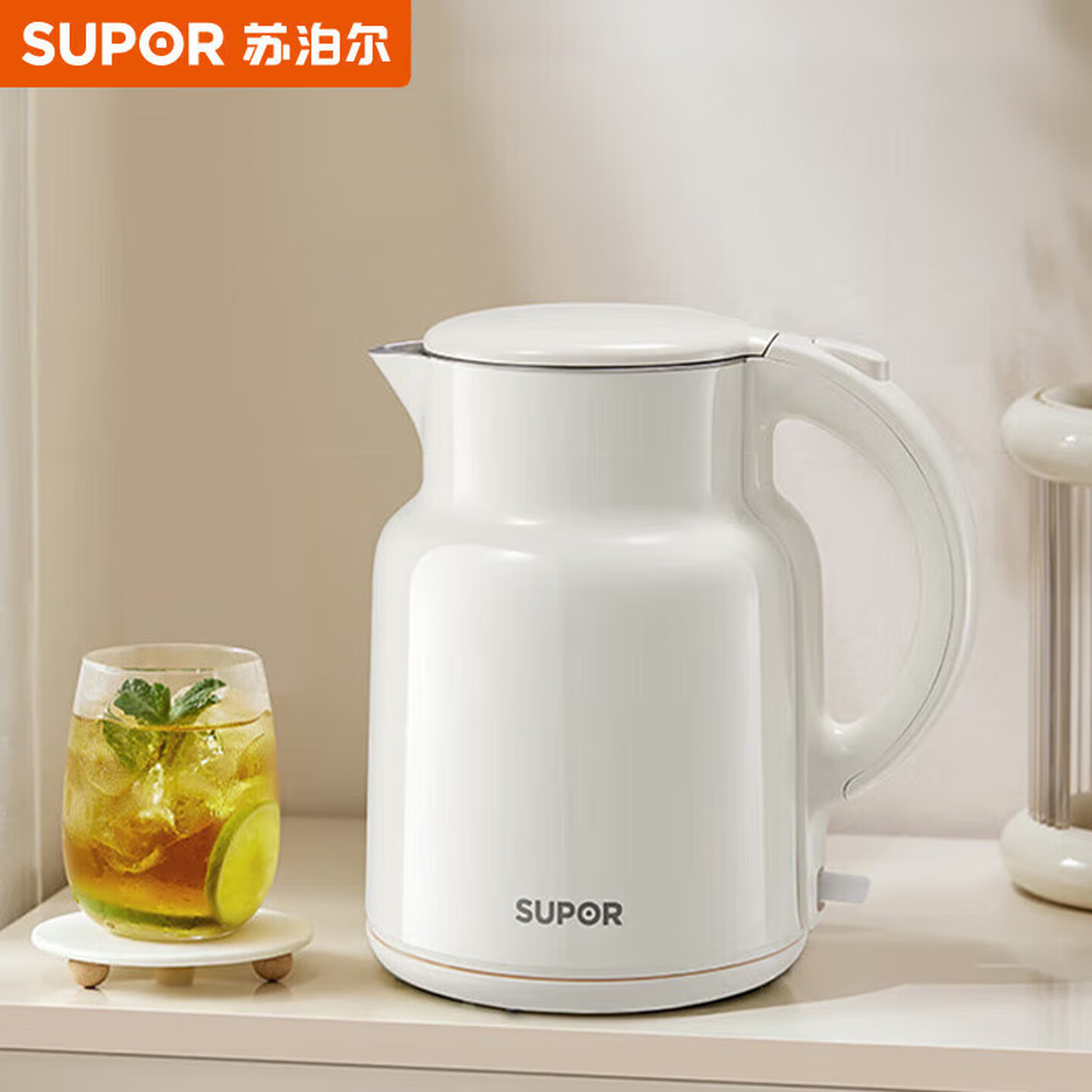 13304069.【优选新品】苏泊尔（SUPOR）电水壶家用电热水壶双层防烫保温烧水壶食品级不锈钢家用开水泡茶 2L