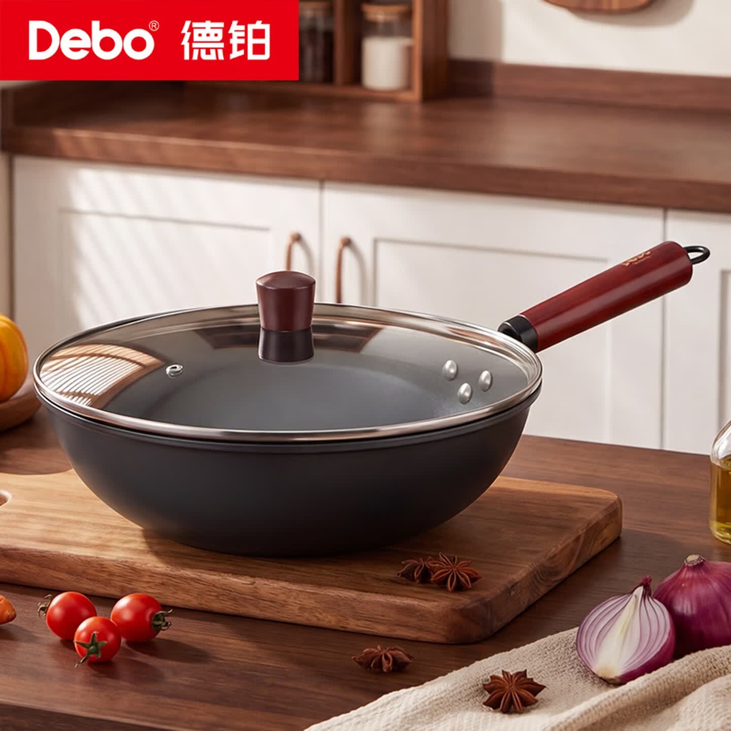 13516901.Debo徳铂莫特炒锅精铁锅无涂层不粘炒菜锅电磁炉明火通用32cm
