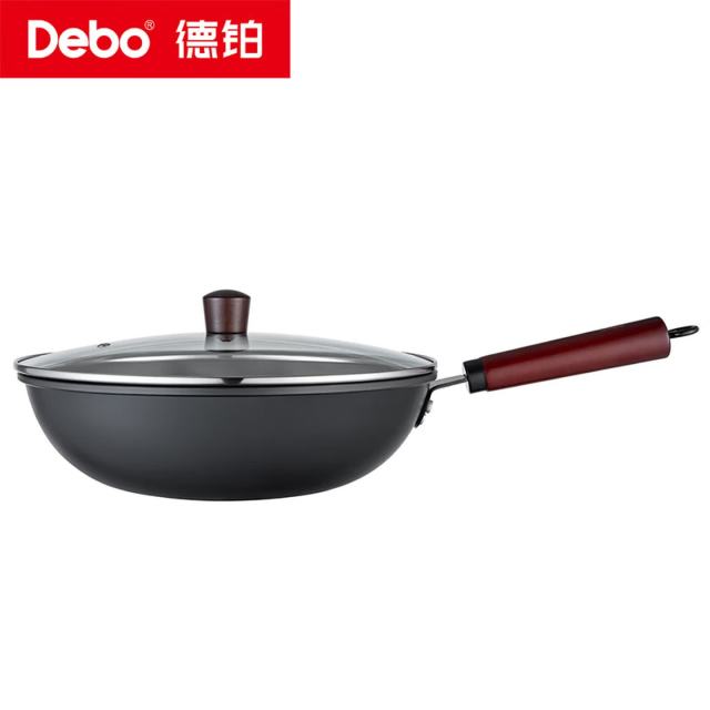 13516901.Debo徳铂莫特炒锅精铁锅无涂层不粘炒菜锅电磁炉明火通用32cm