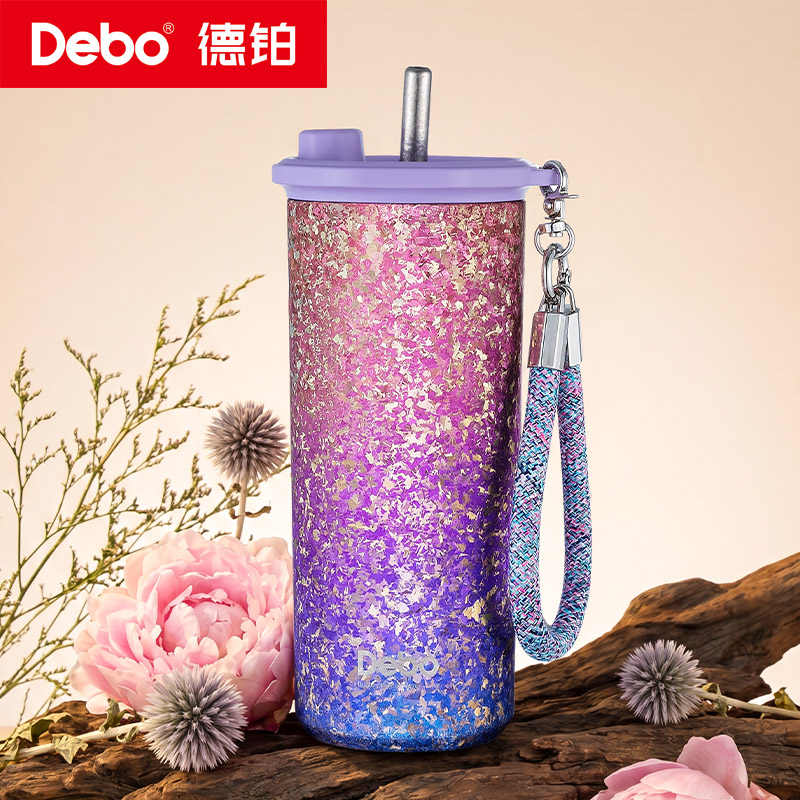13733236.【优选新品】Debo德铂纯钛保温杯0涂层抑菌防腐吸管杯内外纯钛长效保温便携随行 【内外纯钛+礼盒装】520ml