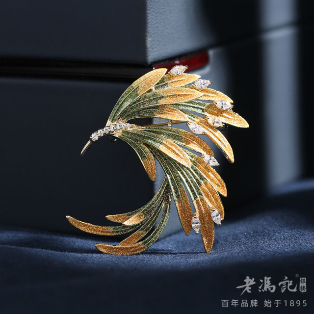 13272052.国朝凤凰胸花旗袍礼服配饰优雅气质渐变羽毛胸针