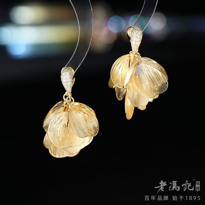 12366472.s925银针法式超仙拉丝大花瓣锆石耳环轻奢后挂式