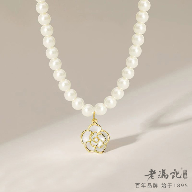 12551501.山茶花施家珍珠锁骨链颈链设计送妈妈生日礼物