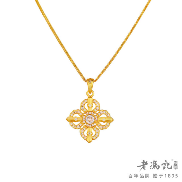 13641606.十字架金刚杵项链女新中式复古满钻重工轻奢高级感锁骨链