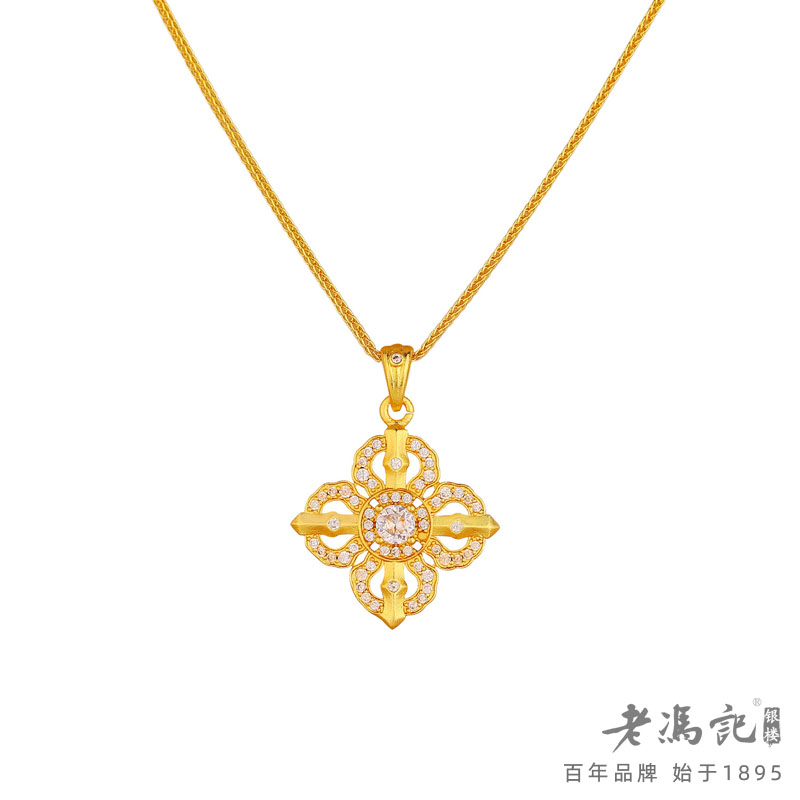 13641606.十字架金刚杵项链女新中式复古满钻重工轻奢高级感锁骨链