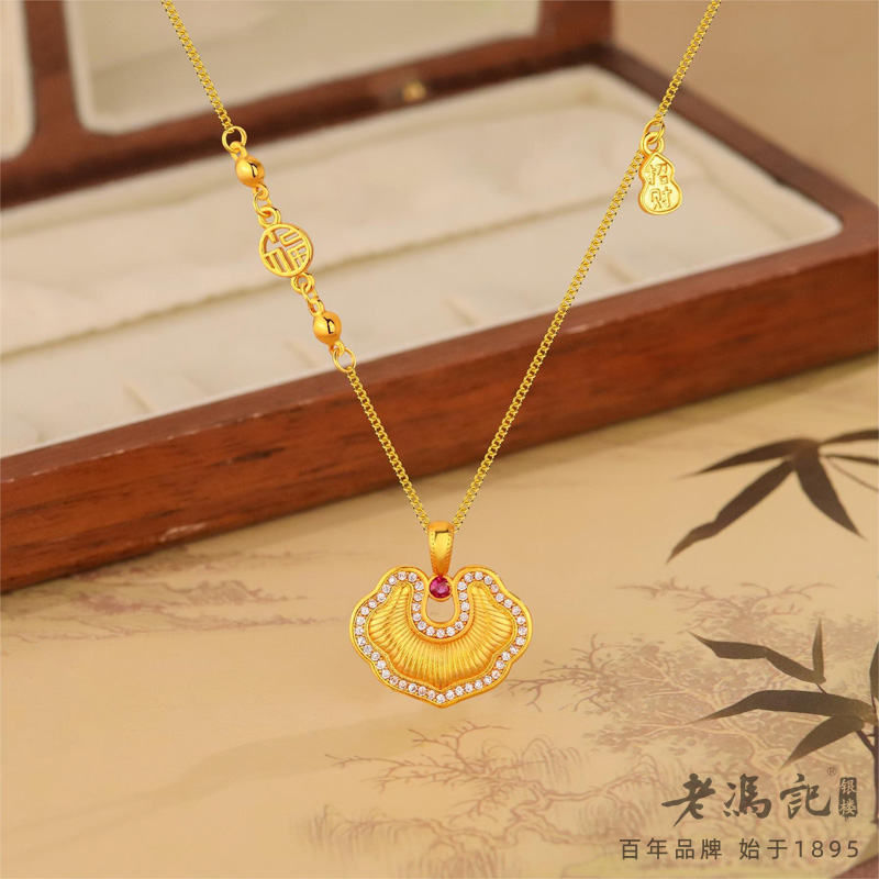 13651905.福字葫芦拉丝如意锁项链女新中式复古古法设计小众