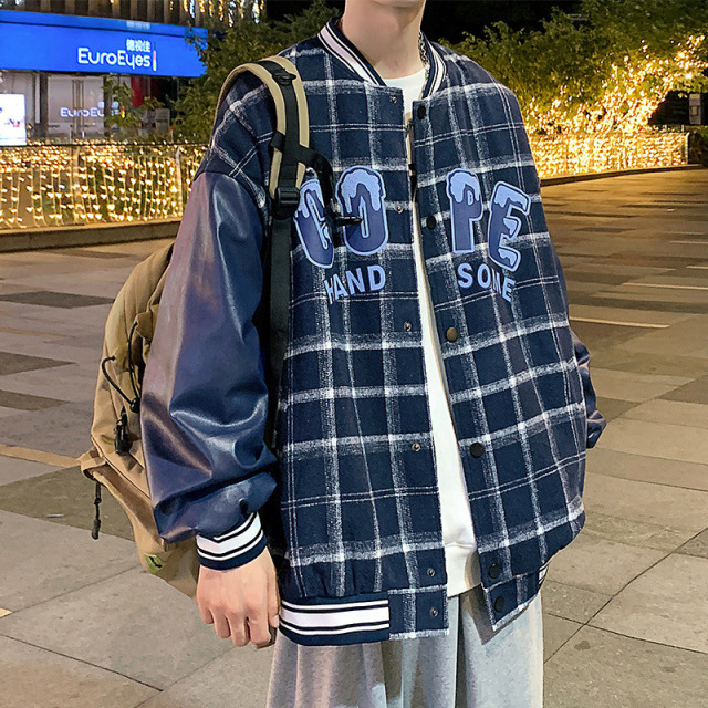 10348929.龙中龙 时尚格纹情侣款夹克外套春季新款男装夹克