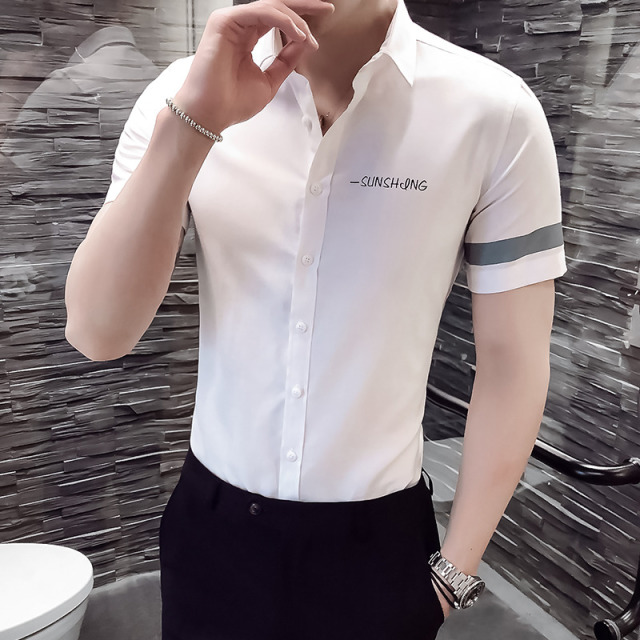 10698069.龙中龙 男士五分短袖衬衫夏季薄款宽松休闲潮流衬衣外套男