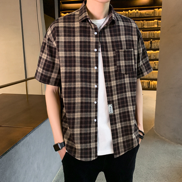 10698157.龙中龙 短袖衬衫男士休闲外套春夏季上衣服潮流新款宽松衬衣男装