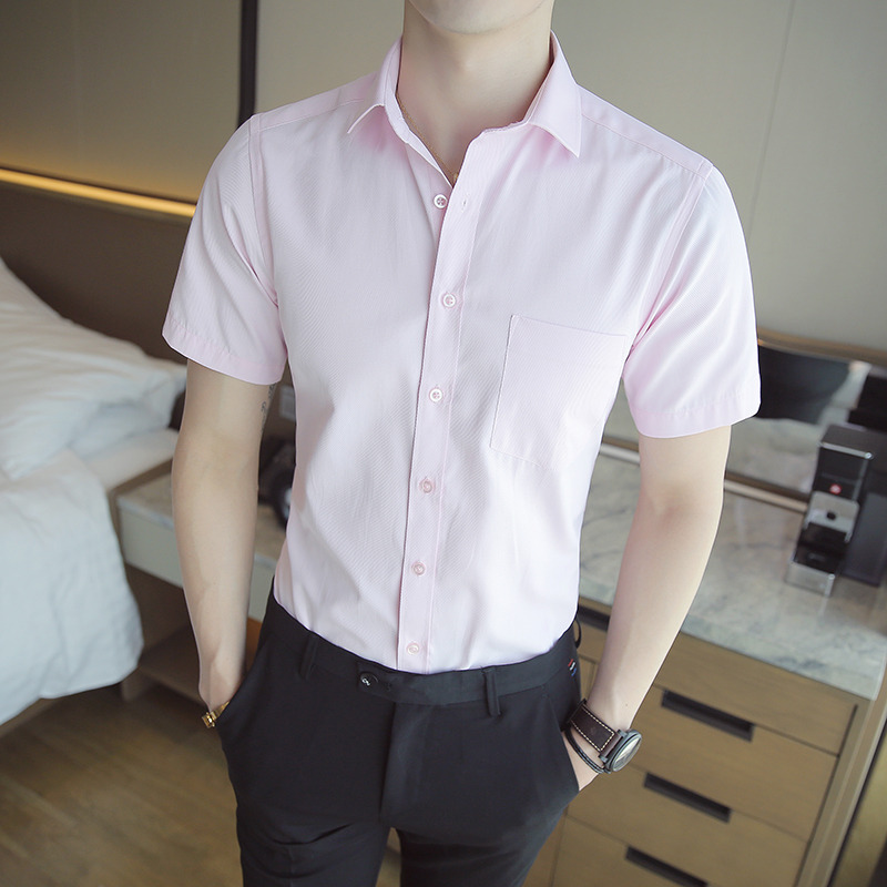 10697455.龙中龙 短袖衬衫男士夏季宽松休闲上衣服新款商务薄款衬衣男