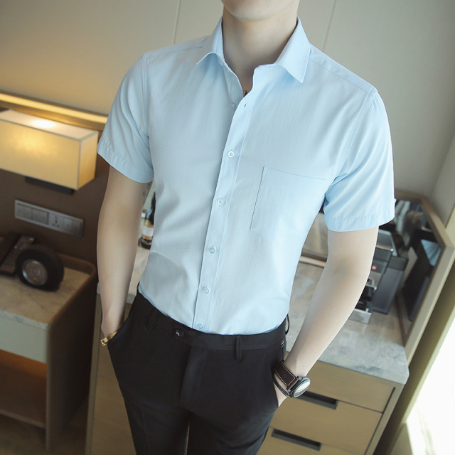 10697455.龙中龙 短袖衬衫男士夏季宽松休闲上衣服新款商务薄款衬衣男