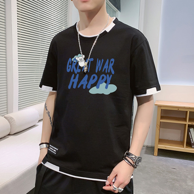 10783772.龙中龙 T恤男夏季新款休闲透气圆领宽松T恤美式潮牌半袖男装短袖上衣