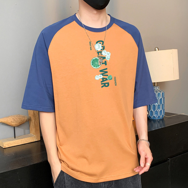 10784842.龙中龙 美式薄款短袖t恤男ins高街新款五分袖夏季宽松半袖体恤潮