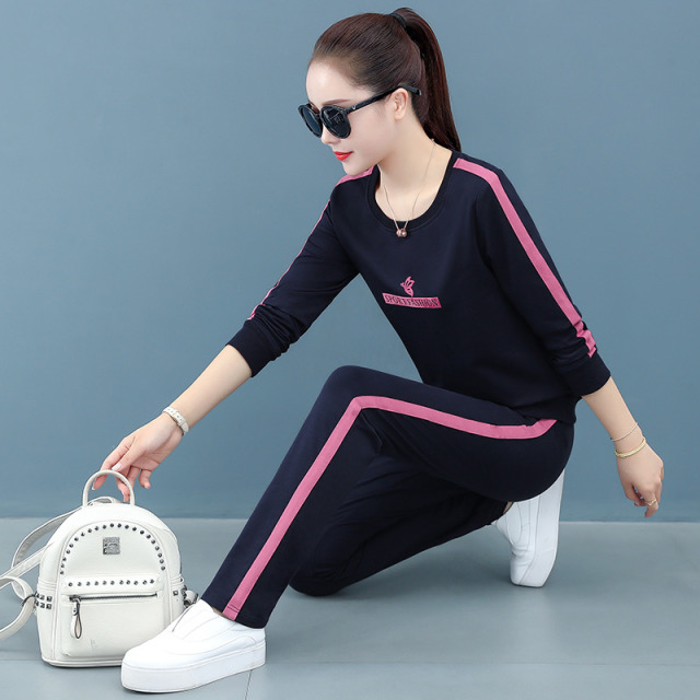 10949576.斯舒郎 休闲套装女秋装新款长袖运动服时尚卫衣两件套