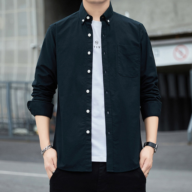 10987455.龙中龙 春秋款长袖衬衫男士修身上衣服春季男装寸衫男款新款休闲衬衣