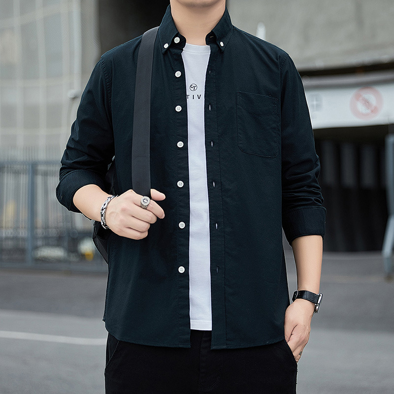 10987455.龙中龙 春秋款长袖衬衫男士修身上衣服春季男装寸衫男款新款休闲衬衣