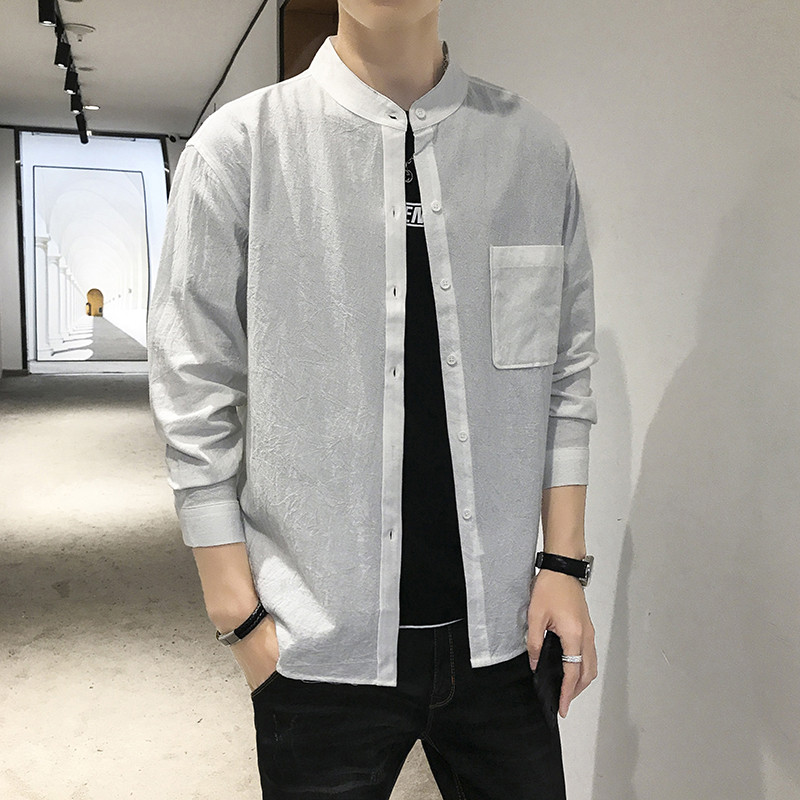 11010483.龙中龙 男士衬衫长袖秋季新韩版潮流修身帅气休闲衬衣男装上衣