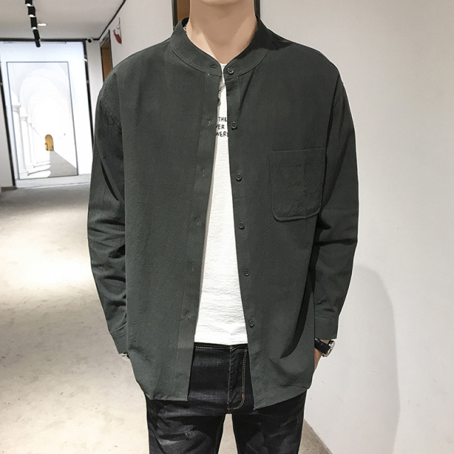 11010483.龙中龙 男士衬衫长袖秋季新韩版潮流修身帅气休闲衬衣男装上衣