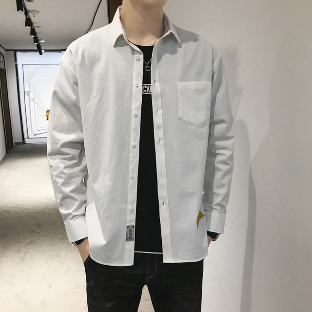 11016974.龙中龙 长袖衬衫男士港风潮流休闲衬衣帅气百搭宽松工装寸衫外套