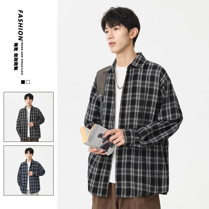 11023239.龙中龙 青少年cityboy格子衬衫男小香风衬衣秋季潮牌外套