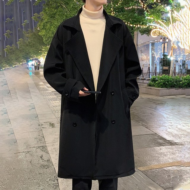 11166275.龙中龙 夹克外套男中长款痞帅风衣春秋季长款防风大衣冬装